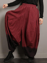 Loose Plus-Size Vintage Solid Color Bloomers Pants